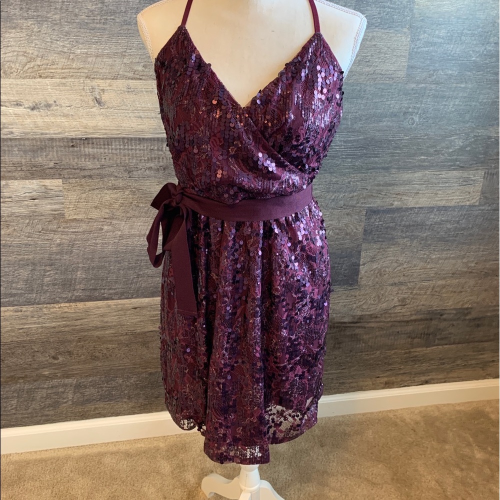 Express Purple Sequins Party Dress